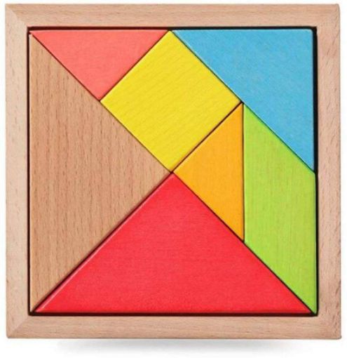 Picture of 7 Piece Wooden Tangram Puzzles for Mind Development of Kids (Multi Color)