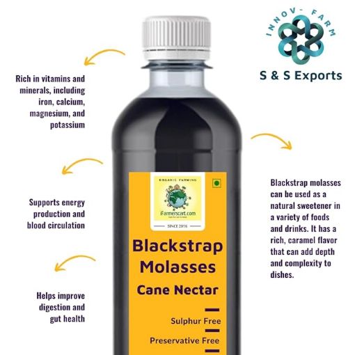 Picture of iFarmerscart Organic Sugarcane Blackstrap Molasses | Iron & Calcium Boost | Unsulphured | Preservatives Free | Vegan Gluten-Free and Unprocessed (1 Kg)