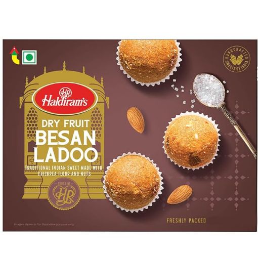 Picture of Haldirams Mithas Besan Ladoo - Dry Fruit, 400g, Indian Sweets Diwali gift pack