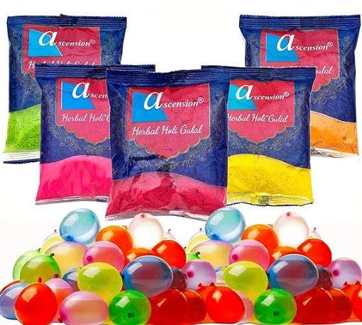 Picture of Ascension Water Balloons for Kids 100 Water Balloons for Kids Natural Holi Gulal Colour with Balloons for Holi Festival Holi Gulal Colour with Water Balloons for Holi Party