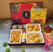 Picture of SweeDesi Special Holi Hamper Sweets Box (1000gm) | Gujiya Prepared in Desi Ghee, Namkeen, Thandai, Colors with Greeting Card | Phalgun Box 5