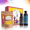 Picture of Avimee Herbal Holi Gift Box | 2 Assorted Gulaal Colors | 100 ml Cold Pressed Coconut Oil | 50 ml Kunwar Charcoal Facewash