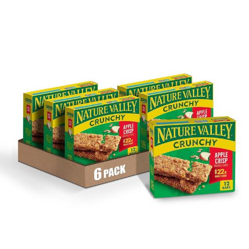 Picture of Nature Valley Crunchy Granola Bars | Whole Grain Apple Crisp, 210g (10 Bars-PACK OF 5) | Multigrain Energy Bars| No Artificial Flavours