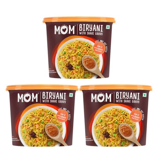 Picture of MOM - Meal of the Moment, Veg Biryani with Shahi Gravy, 140g (Pack of 3) - Ready to Eat | Instant Food | No Added Preservatives