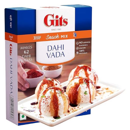 Picture of Gits Instant Dahi Vada Snack Mix, Makes 62 Per Pack, Pure Veg, Instant Indian Snack Mix, 500g